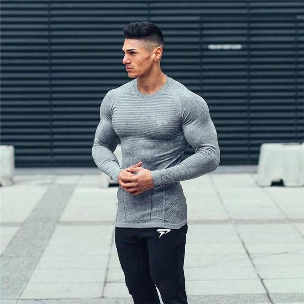 Compression Long Sleeve Men’s Gym Fitness Quick Dry T Shirt - Men's ...