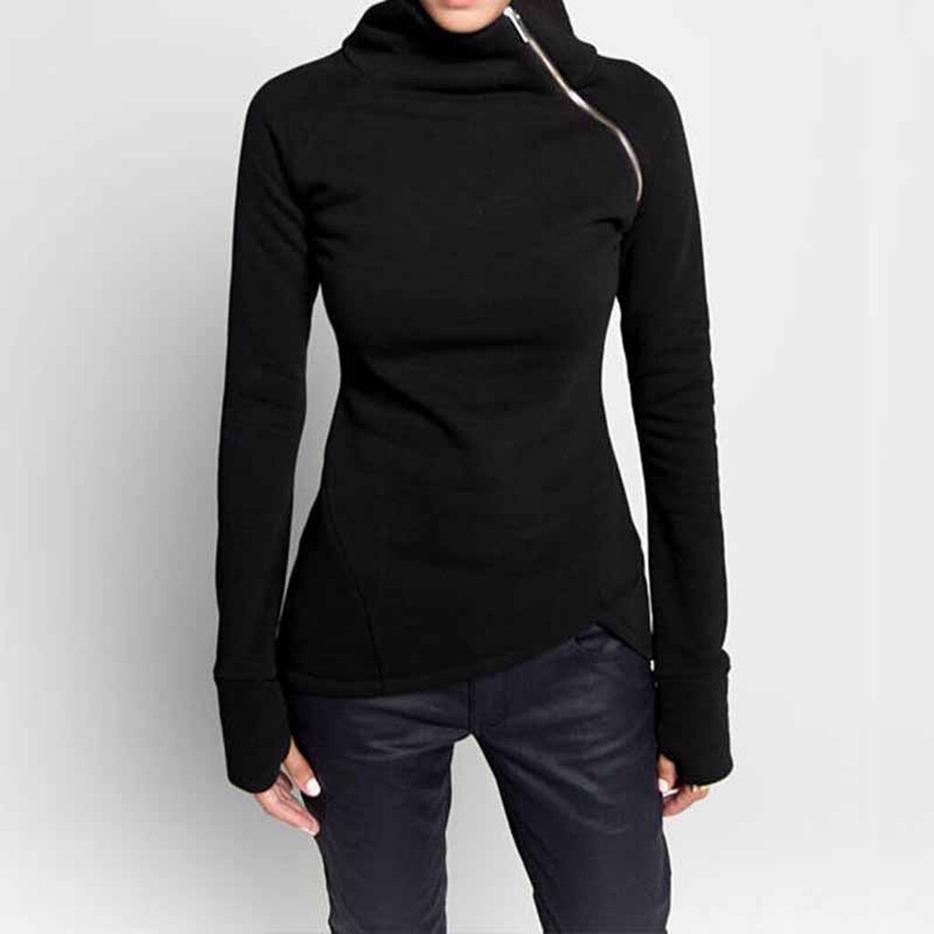 Turtleneck Long Sleeve Women’s Zipper Jacket - Women's Fitness Apparel ...