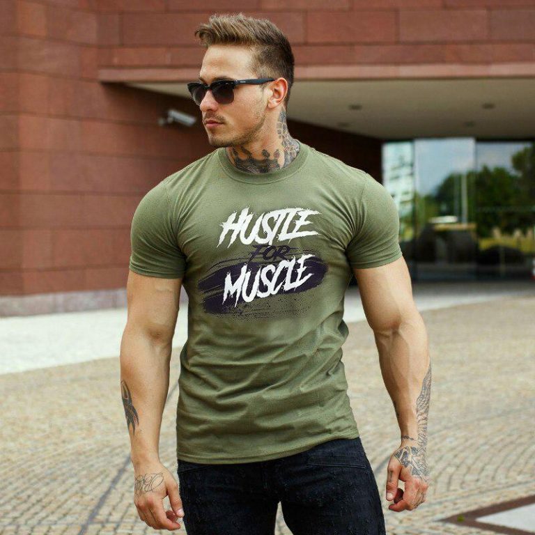 Hustle For Muscle Men's Gym Fitness T Shirt - Men's Fitness Apparel ...