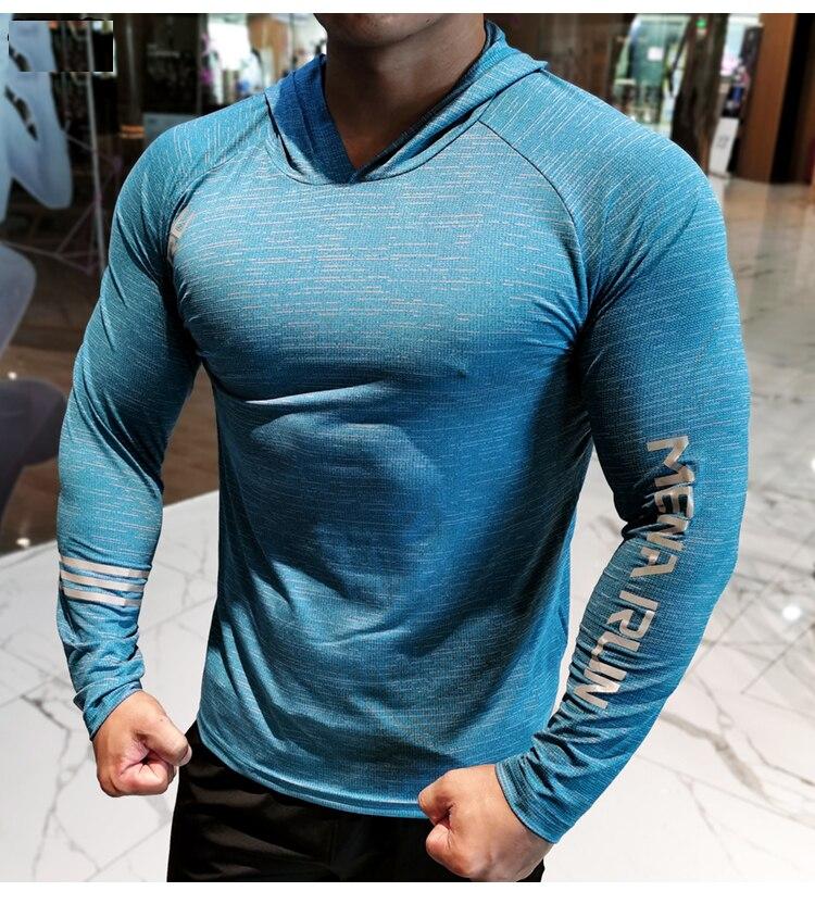 Casual Long Sleeve Men's Gym Workout Hooded T Shirt - Men's Fitness ...
