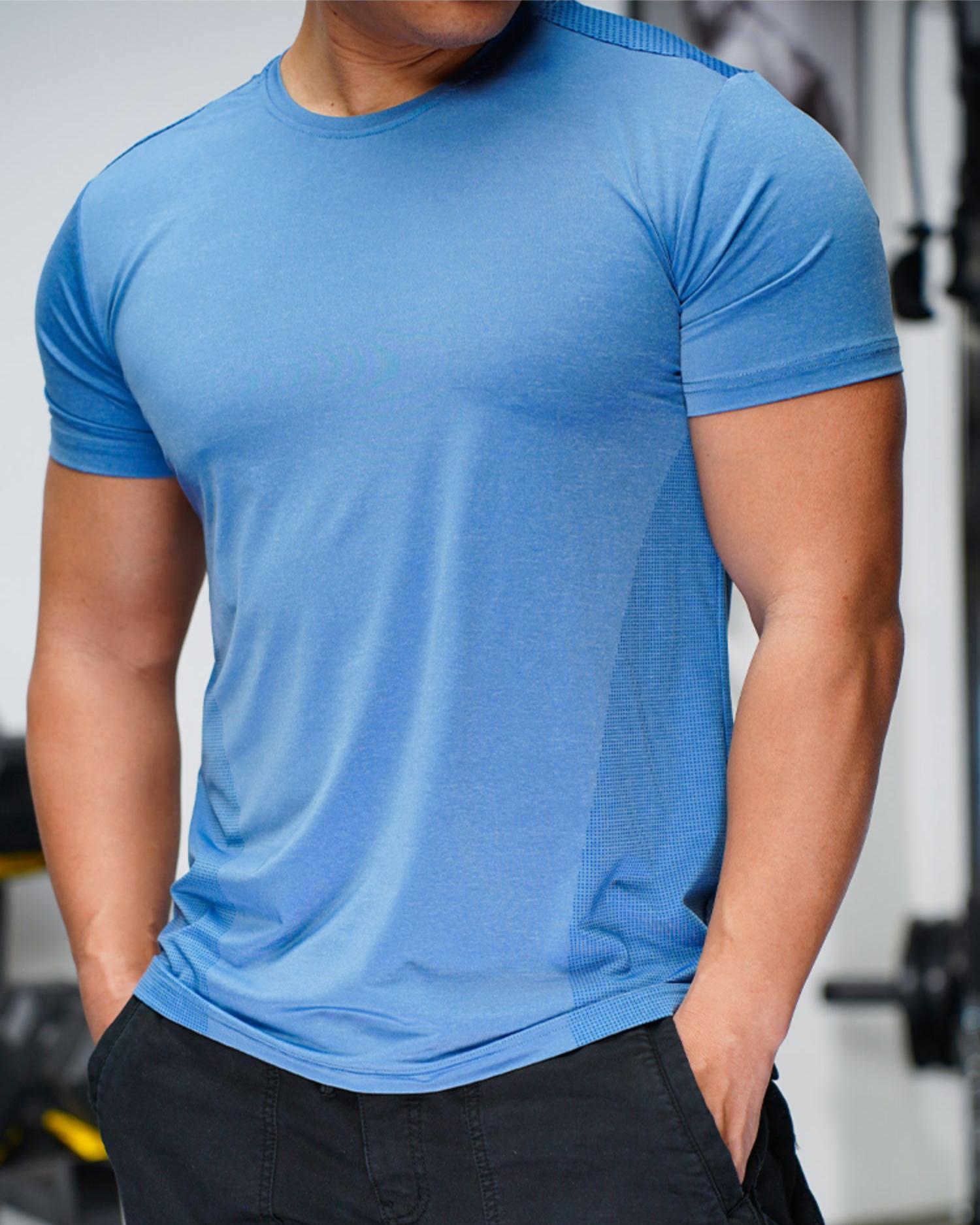 Quick Dry Ice Silk Men's Fitness Short Sleeve T Shirt - Men's Fitness ...