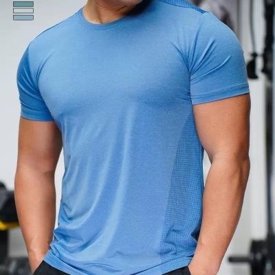 Quick Dry Ice Silk Men's Fitness Short Sleeve T Shirt - Men's Fitness ...