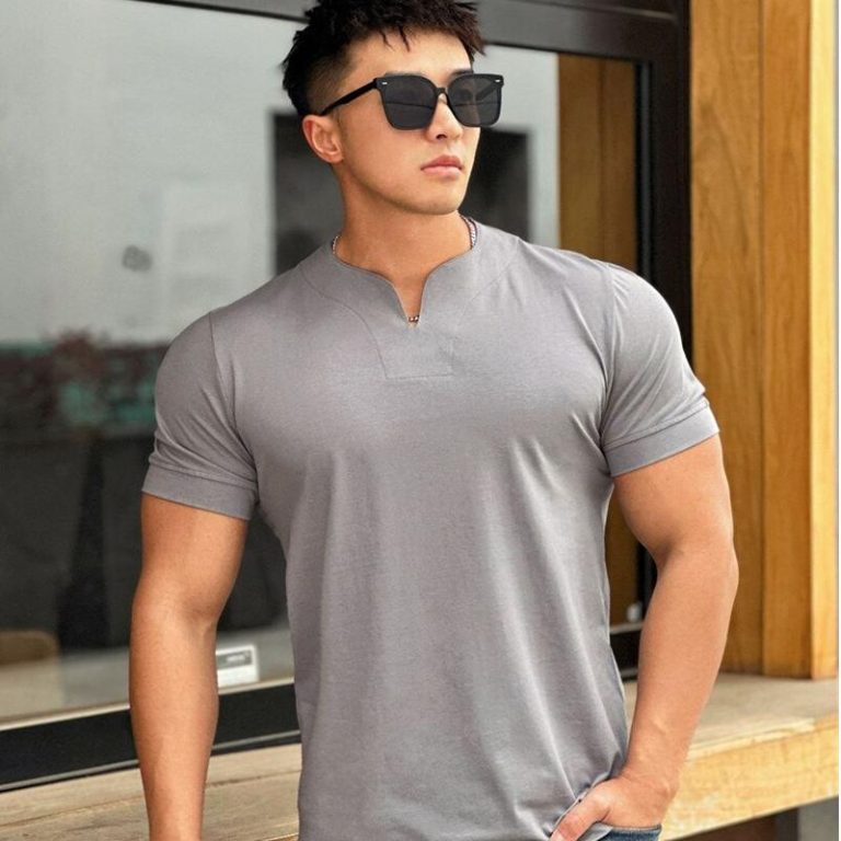 V Neck Slim Fit Men's Fitness T Shirt - Men's Fitness Apparel, Men's ...