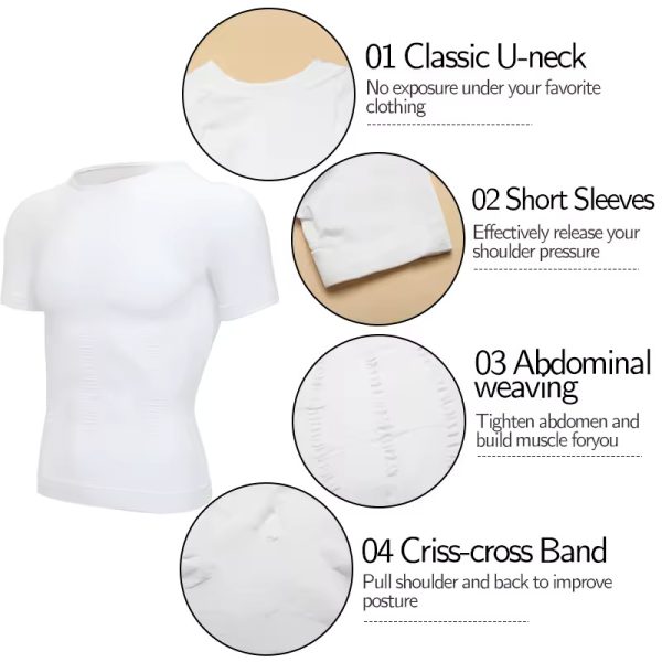 PosturePerfect Men's Slim Shapewear T Shirt - Image 4