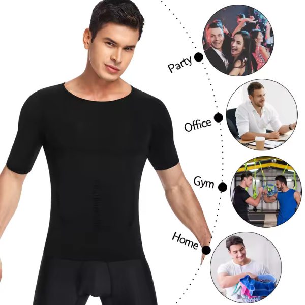 PosturePerfect Men's Slim Shapewear T Shirt - Image 5