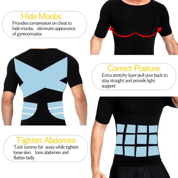 PosturePerfect Men's Slim Shapewear T Shirt - Image 2