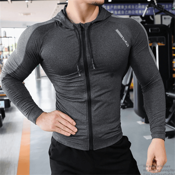 Compression Hooded Men's Sports & Fitness Jacket - Image 9